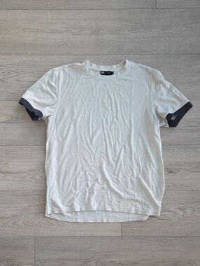 Men's White Crewneck T-Shirt with Black Trim